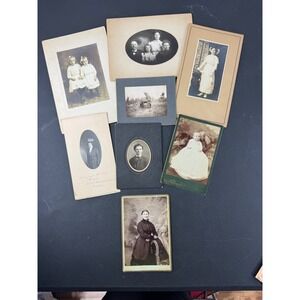 Vintage Antique Cabinet Card Photo Lot Victorian Family Portraits 8pc Ephemera